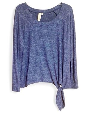 Alison Joy Blue Heather Side Tie Sweater Women Medium Draped Knit Top